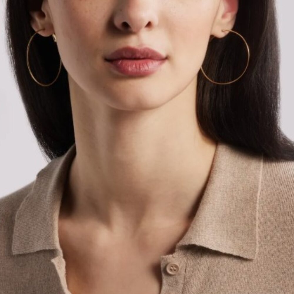 Nordstrom Goldtone Oversized Thin Hoop Earrings Lightweight Classic Style